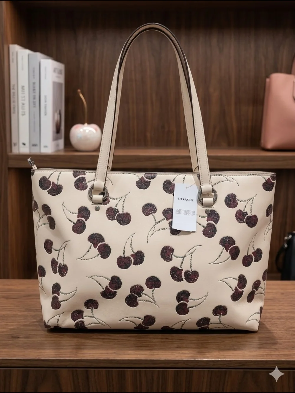 Coach Cherry Print Station Tote Bag Chalk Multi NWT